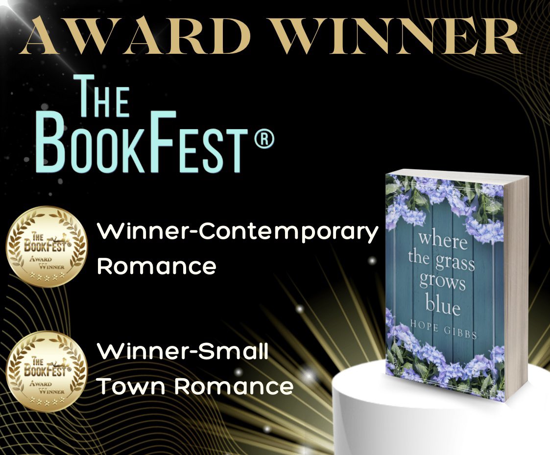 What a weekend! Where the Grass Grows Blue won 2 BookFest Awards-Contemporary Romance & Small Town Romance. Congratulations to all the winners! #BookFest #bookcommunity #WritingCommmunity amazon.com/gp/aw/d/B0BWL1…