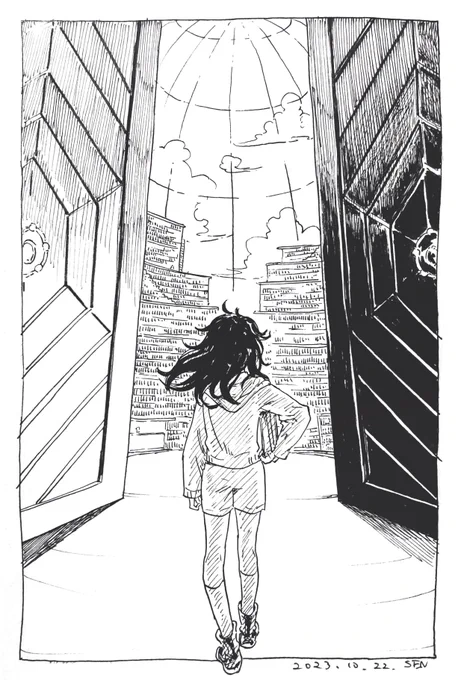 「天空市立大図書館」
#inktober #inktober2023 