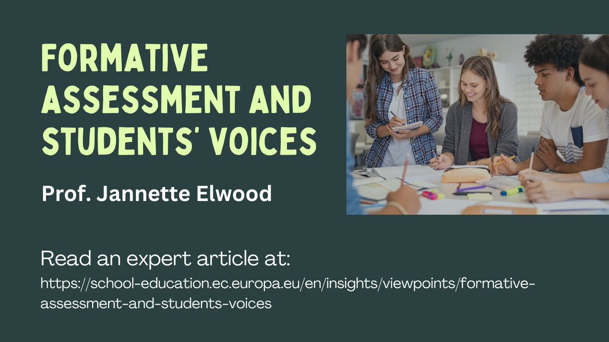 Insights on formative assessment and students' voices Read an expert article by Prof. Jannette Elwood Read more: school-education.ec.europa.eu/en/insights/vi…