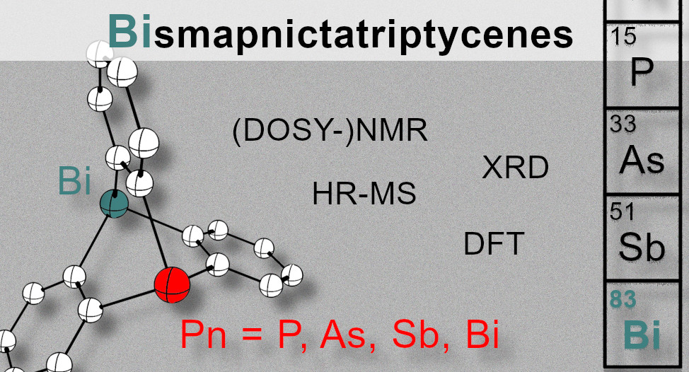 Heterobinuclear cage-like molecules: what happens, if pnictogen atoms (such as #bismuth) are installed in the bridgehead positions of triptycenes? Read about the impact on structure, Lewis basicity, and more @InorgChem: pubs.acs.org/doi/10.1021/ac…. @Dennis_Rott, @Uni_MR, @dfg_public