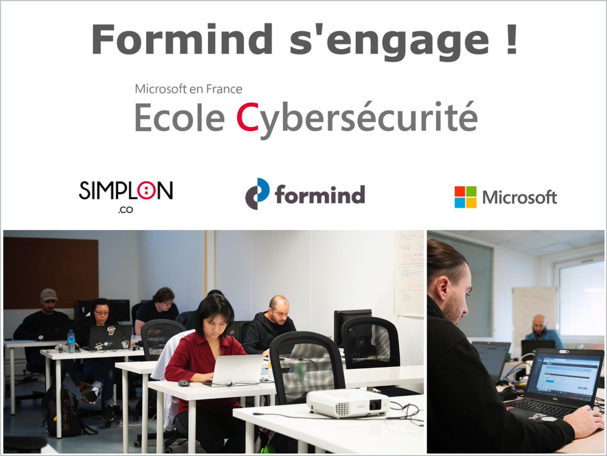 <a href="/Formind/">Formind</a> vient d'accueillir 2 #alternants actuellement en formation à l'#EcoleCyber Microsoft by Simplon et est fier d'accompagner @Simplonco et <a href="/microsoftfrance/">Microsoft France</a> dans leur démarche de #formation de nouveaux #talents aux métiers de la #cyber. 

 #talents #compétences #numerique