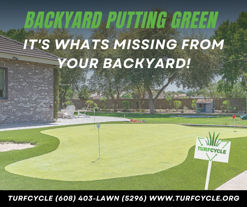 TurfCycle's tweet image. Are you looking to up your putting game? A backyard putting green is the perfect choice! Give us a call today and let us help! #golfing #golflife #golftournament #golfcourse #puttinggreen #golfputting #homerenovation #homereno #backyard #backyarddesign #backyardoasis ⛳️❤️