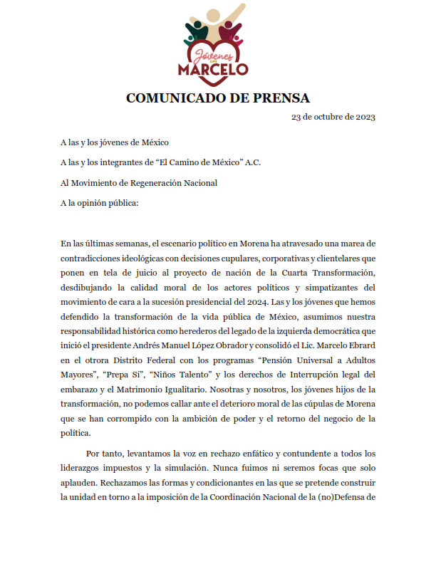 MaluMicher's tweet photo. Aviso importante 📝
El frente unido de @JovenesMarcelo, Movimiento #ProgresistaJuvenil, @Prietxs_con_MEC, Chavorrucos con Marcelo y #MarceLovers hacen este importante posicionamiento 👇: https://t.co/RMmy6GiEB1