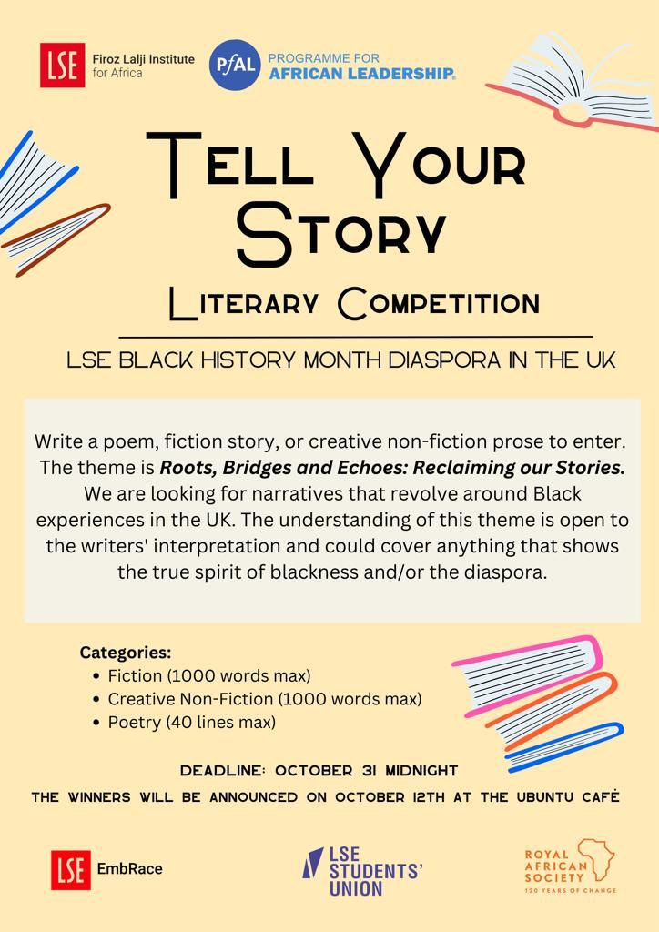 The Firoz Lalji Institute for Africa at LSE invites you to participate in the first Black History Month literary competition open to writers and aspiring writers in the UK including students, professionals, and senior citizens.

channelstv.com/2023/10/23/lse…