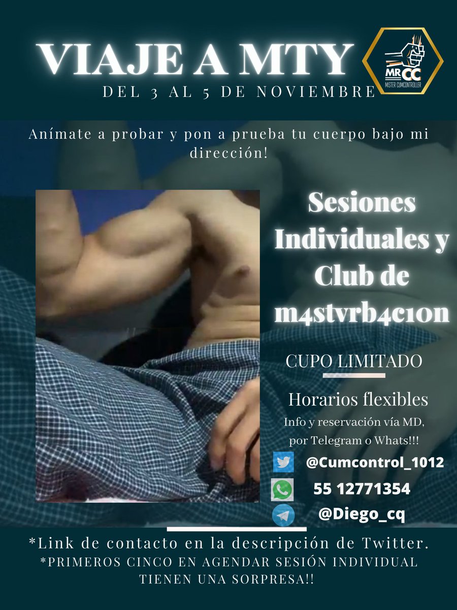 Cumcontrol_1012's tweet photo. MONTERREY 2023 ✨

Después de un año volvemos a Monterrey del 3 al 5 de noviembre.

Sesiones individuales de #Cumcontrol y el #ClubDeMasturbacion.

Pide info y AGENDA por MD 😈

No dejes pasar la oportunidad de probar!

#mtygay #MTY #regio #regiosgay #NuevoLeon #edging 

❤️🔄 https://t.co/6DSxEpATM1