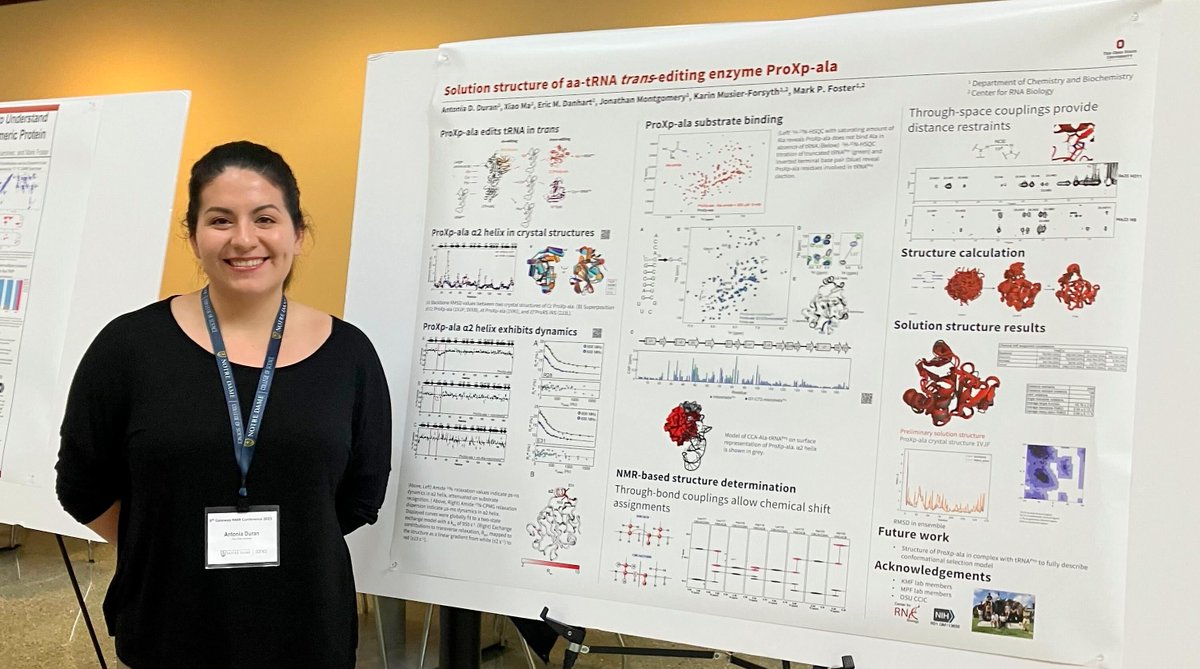 MPFosterLab's tweet photo. @OSU_CBC Biochemistry #Phd Student Antonia rocking the Gateway #nmr Conference at @NotreDame https://t.co/vkszANmWDL