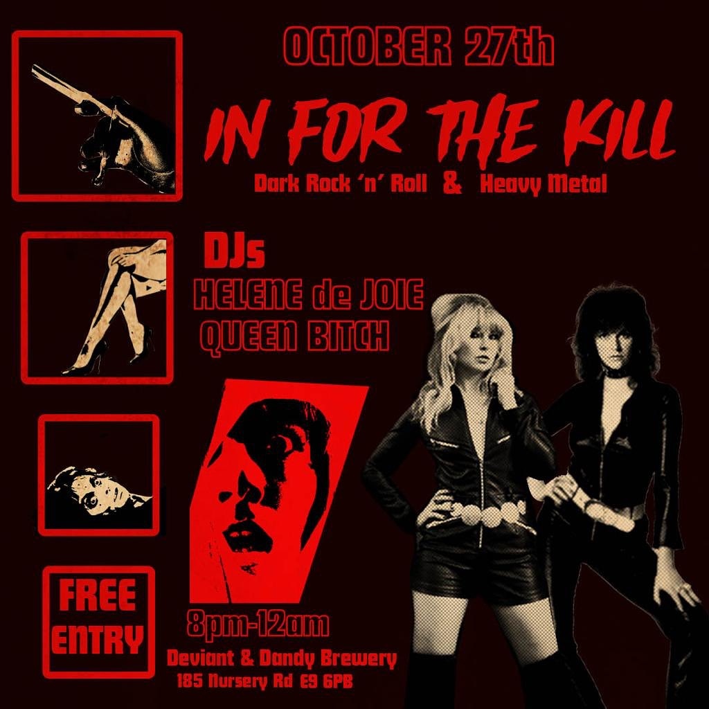 This Friday (27.10) to celebrate Halloween with us we have at the taproom DJs Helen De Joie &amp; Queen Bitch take over the turntables for a set of Dark Rock ‘n’ Roll, Heavy Metal and other sexy 60s/70s sounds! Expect a night of DEBAUCHERY and pure FILTH - you have been warned 😈☠️