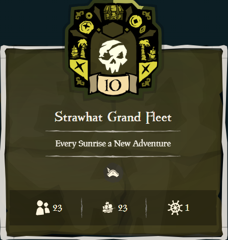 This morning, The Strawhat Grand Fleet hit level 10!! 

Major props to our Nakama, and all their hard work the last few days! You all are KILLING IT!!!

#SeaOfThieves #BeMorePirate