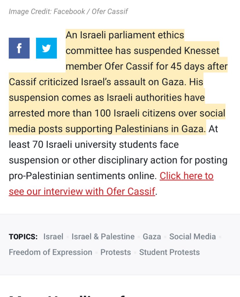 “The only democracy in the Middle East” is currently suspending members of gov and arresting citizens who criticize the government.