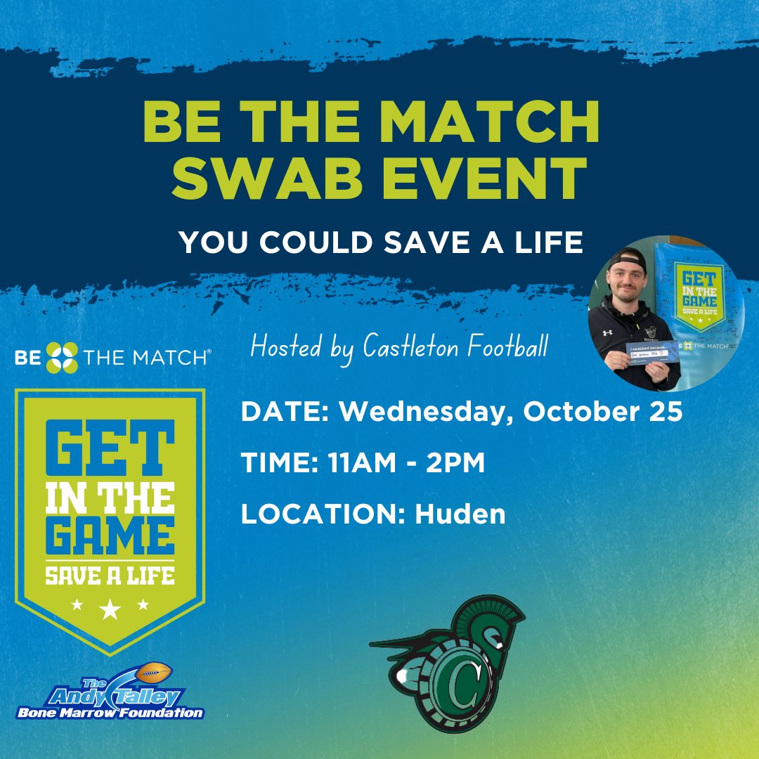 We're excited to keep the #BeTheMatch tradition going strong! Be sure to stop by Huden Dining Hall this Wednesday 10/25 between 11am-2pm! Each cheek swab could save a life!!!