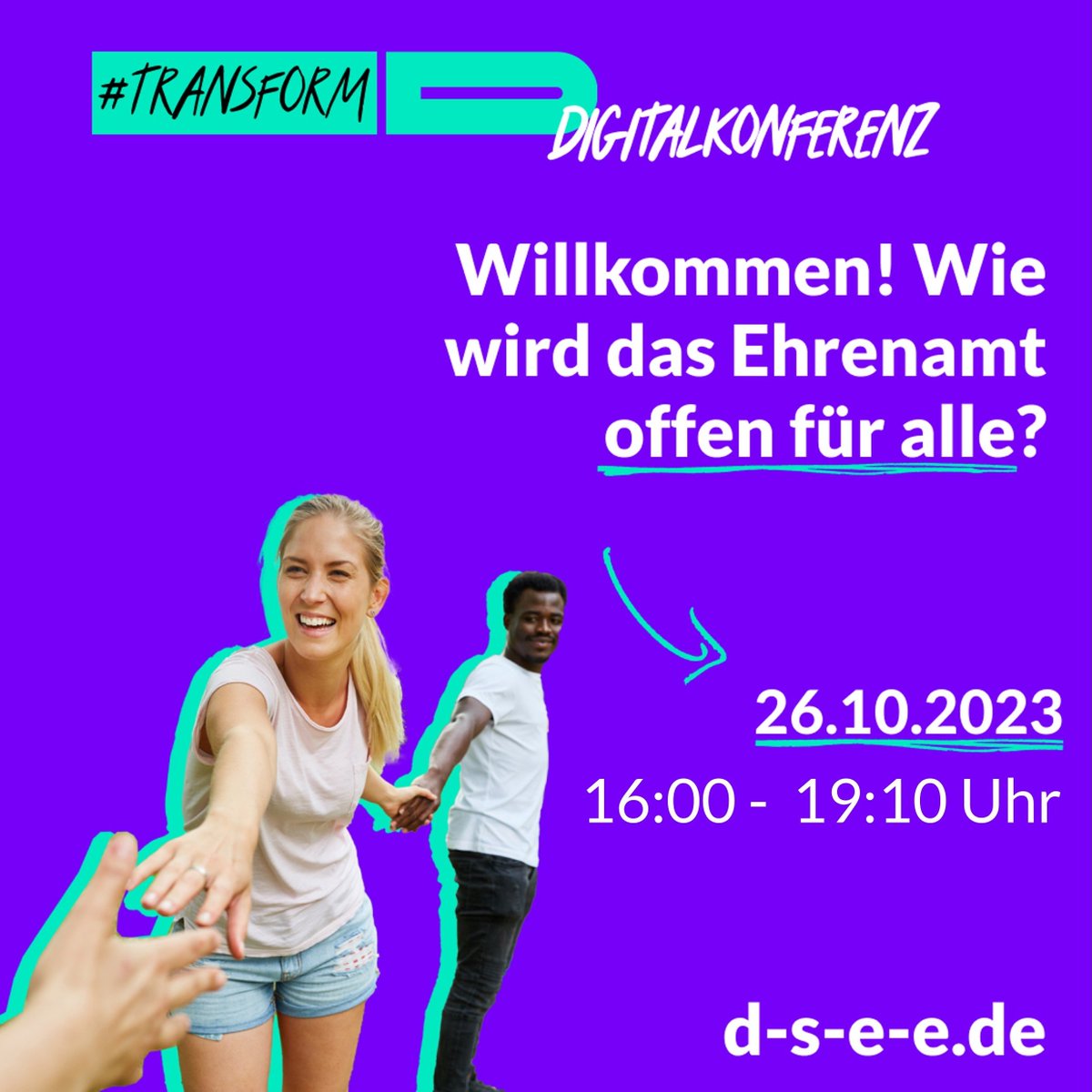„#GoodGovernance für zivilgesellschaftliche Organisationen“ – dazu veranstalten wir am Donnerstag einen #Workshop auf der transform_D Digitalkonferenz von <a href="/D_S_E_E/">Deutsche Stiftung für Engagement und Ehrenamt</a>. #Zivilgesellschaft

👉 Jetzt anmelden: t1p.de/72jy7