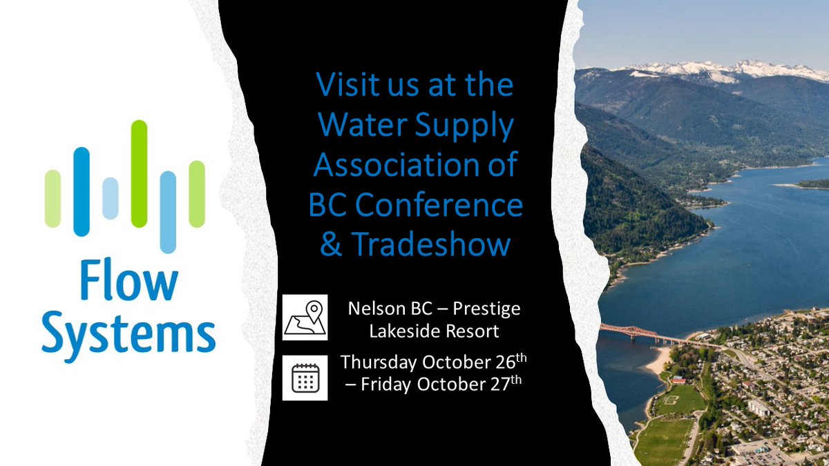 SystemsBc's tweet photo. We're looking forward to attending the Water Supply Association of BC's Conference &amp; Tradeshow in Nelson BC on Oct 26th/27th.
Drop by to learn more about our industry-leading flow monitoring products for water, wastewater, stormwater, and surface water 
#wsabc #FlowSystems https://t.co/EOKfW0Rm3X
