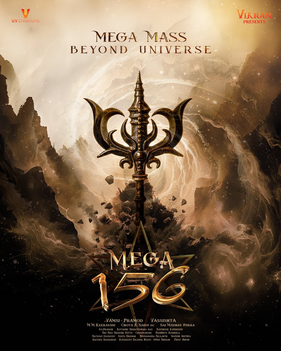 The forces rise for the MEGA MASS BEYOND UNIVERSE ✨

#Mega156 begins 🔮🔥

Happy Dussehra 🏹

#MegastarChiranjeevi #Vassishta #MMKeeravaani #ChotaKNaidu #SaimadhavBurra #UVCreations