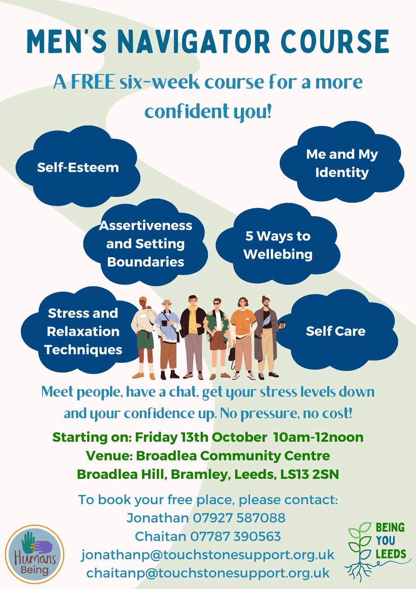 This is a fantastic group of training sessions delivered by @HumansBeingCIC spaces are very limited but still room for a couple more. Please spread the word and RT @LeedsandYorkPFT @LinkingLeeds @commlinksnorth @MensHealthForum @MyForumCentral @westyorkssbs