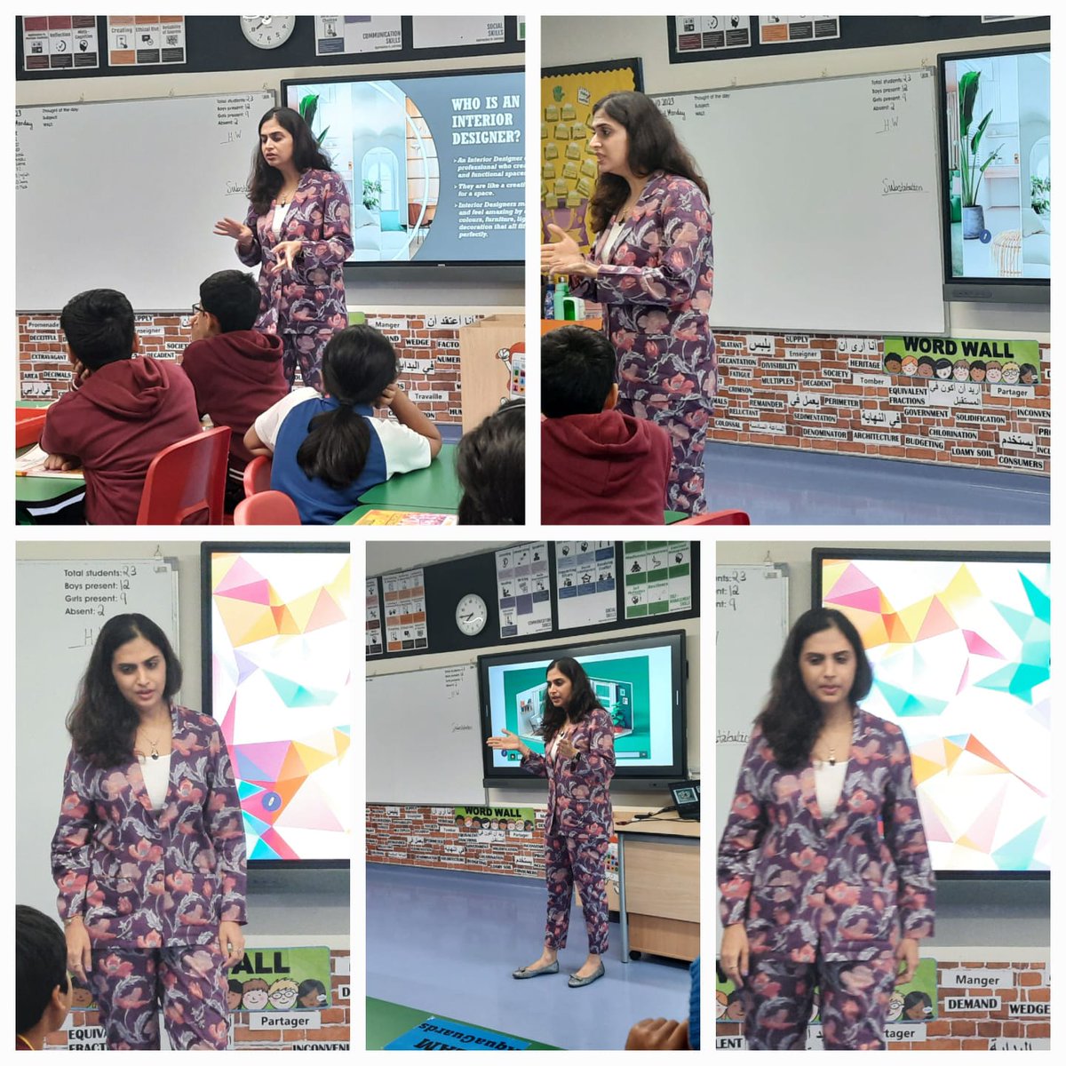 Ms. Deepika rai, excited to be a part of #CareerDay today! Shared her journey as an #InteriorDesigner and inspired the young minds to choose the right path in life. #TariqalMustaqbal2023 #FutureReadiness @fatima_martin @ShettySampoorna @nmsprimary