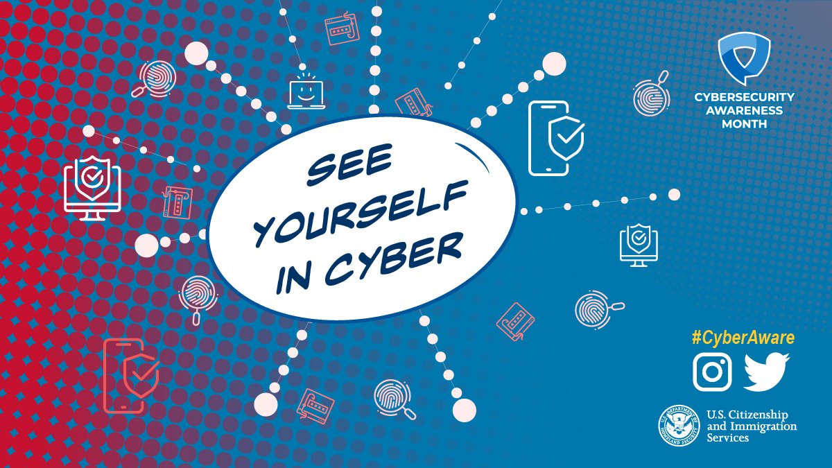 USCIS's tweet photo. If you have a question about your immigration case, use our online tools: https://t.co/SrDeEUI5w0.

#BeCyberSmart and never post personal information about yourself or someone else through comments on our social media pages. #CybersecurityAwarenessMonth https://t.co/QNKVlWIdZL