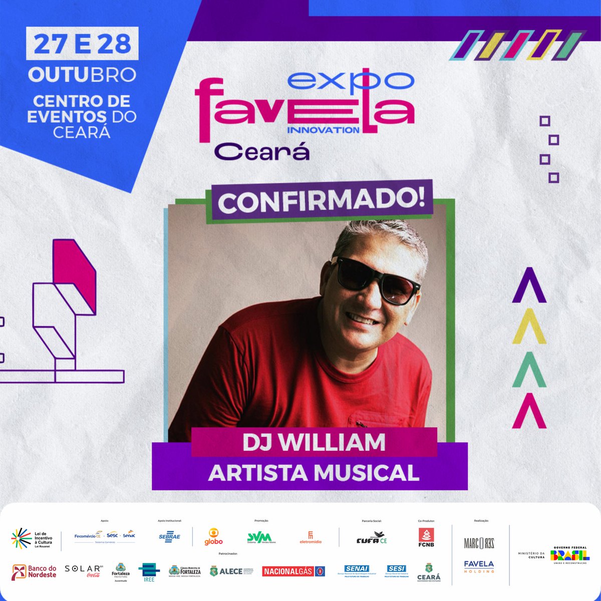 expofavelaceara's tweet photo. DJ William é mais um confirmado na Expo Favela Ceará 2023!

A Expo Favela Ceará acontecerá nos dias 27 e 28 de outubro, no Centro de Eventos. https://t.co/eL6CmiydWq
