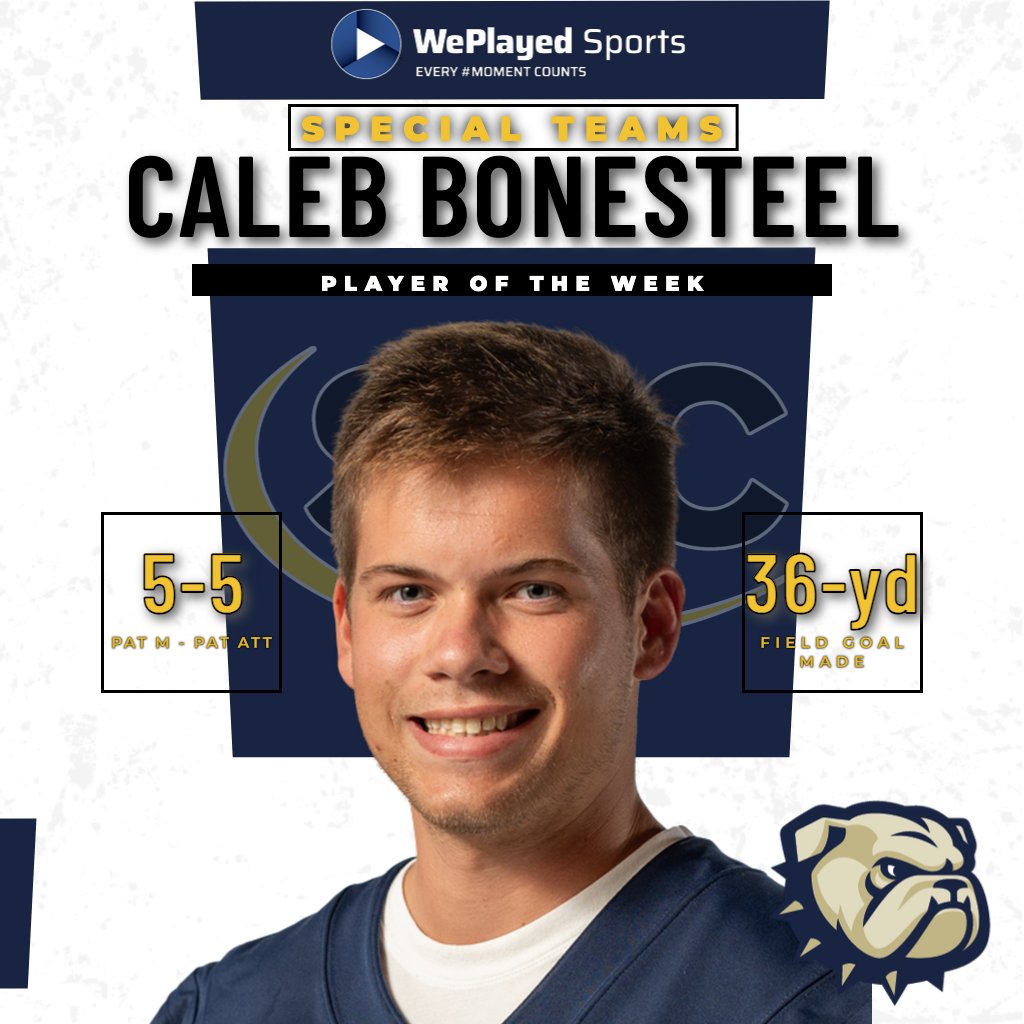 🏈 𝗙𝗼𝗼𝘁𝗯𝗮𝗹𝗹 𝗣𝗹𝗮𝘆𝗲𝗿𝘀 𝗼𝗳 𝘁𝗵𝗲 𝗪𝗲𝗲𝗸

Week 8⃣ @WePlayed Football Players of the Week

Offensive: <a href="/mhulions/">Mars Hill Athletics</a> Martin
Defensive: <a href="/GoWasps/">Emory & Henry Wasps</a> Cann
Special Teams: <a href="/WU_Bulldogs/">Wingate Bulldogs</a> Bonesteel

📰: thesac.com/x/d7qb6

#MakeSACYours #SACFB