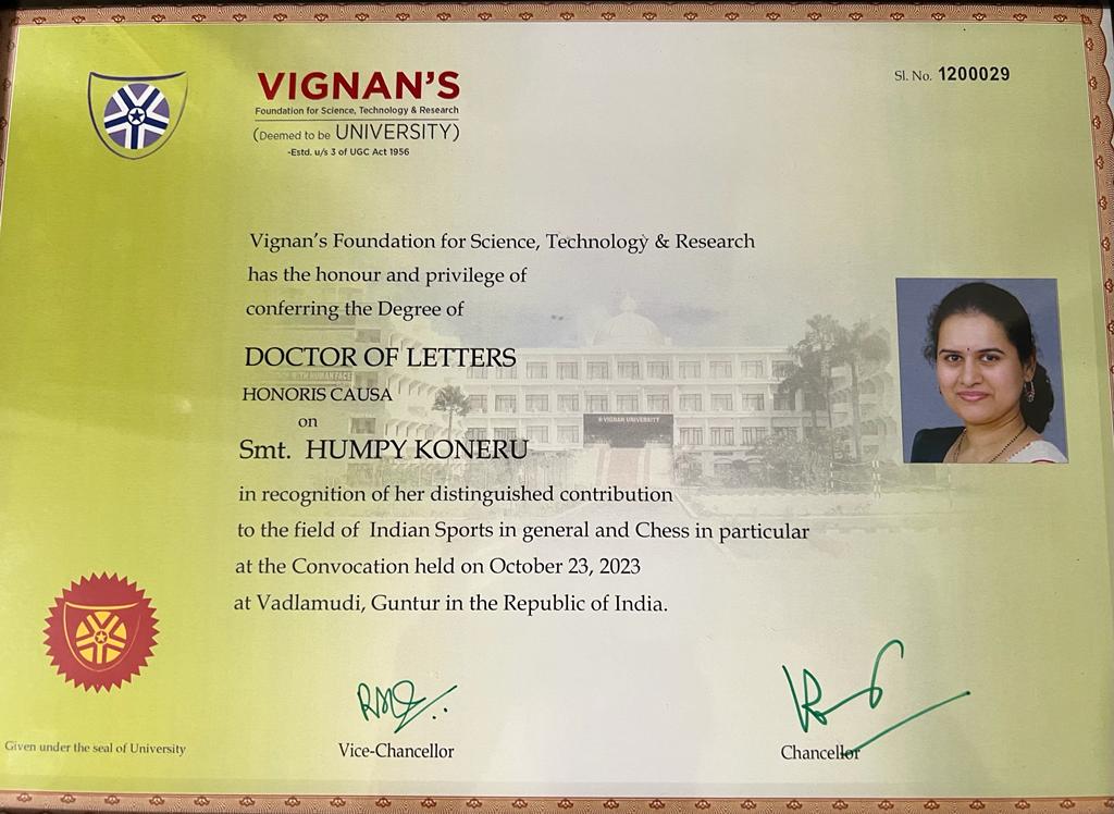 Today is one of the most memorable days in my life. I was conferred the degree of DOCTOR OF LETTERS HONORIS CAUSA from Vignan's deemed to be University. Thanks a lot @nsitharaman garu, for presenting the degree.I am honoured to meet you. Thanks a lot to @VFSTR_Vignan Team.