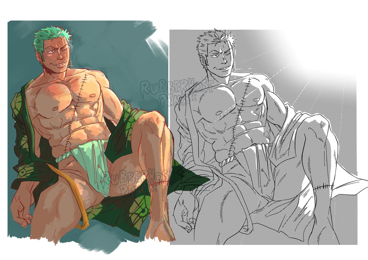 Colouring and Screentones practice/playing around. Nice to finally find out what colour his outfit was with the latest ep.