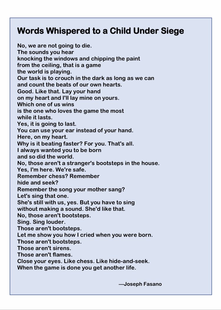 words whispered to a child under siege
