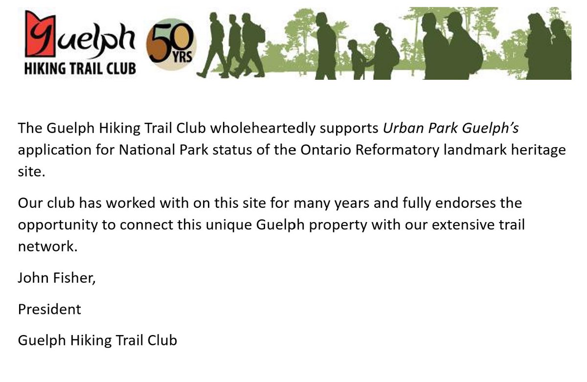 Thanks <a href="/GuelphHiking/">Guelph Hiking Trail Club</a> for endorsing <a href="/UrbanParkGuelph/">UrbanParkGuelph</a>'s vision for a National Urban Park! 

Let's keep driving signatures on the petition and let <a href="/s_guilbeault/">Steven Guilbeault</a>, <a href="/LloydLongfield/">Lloyd Longfield</a>, and <a href="/MikeSchreiner/">Mike Schreiner</a>  and <a href="/CamGuthrie/">Mayor Cam Guthrie</a>  know what a fantastic opportunity this is!

petitions.ourcommons.ca/en/Petition/Si…