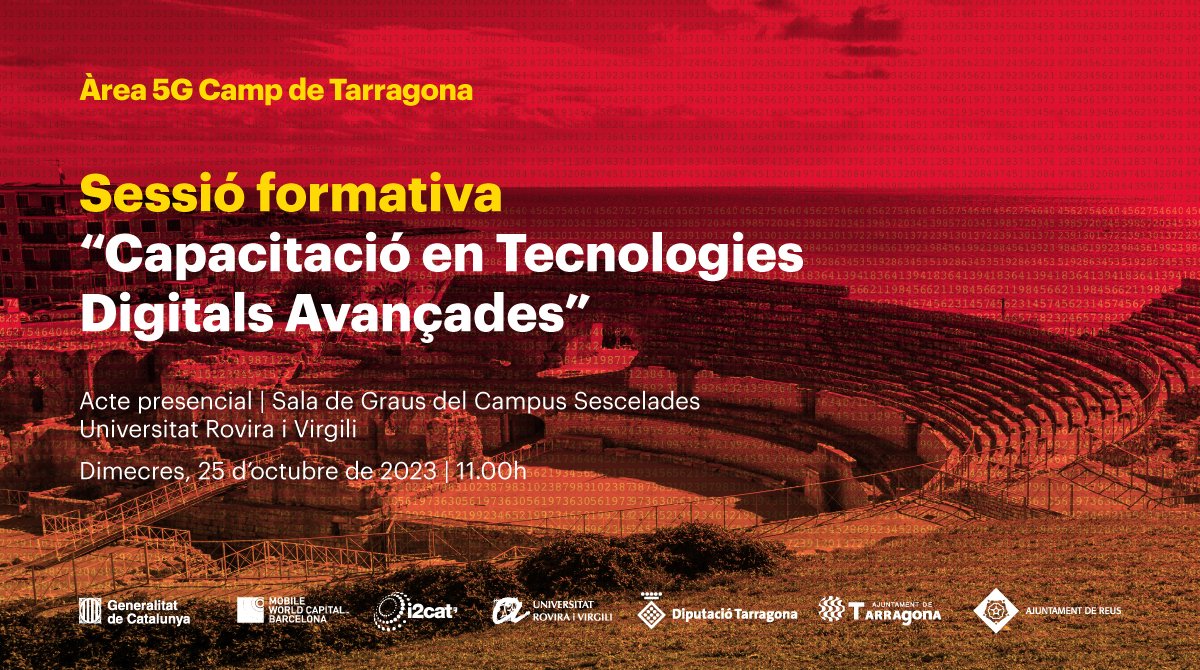 👀Vols conèixer què són les Tecnologies Digitals Avançades?
👉siguis del col·lectiu que siguis.
📅dimecres 25 d'octubre a les 11:00 h a la sala de Graus del Campus Sescelades de la URV (Tarragona) 
👁️🗨️Consulta: acortar.link/4fzd6U