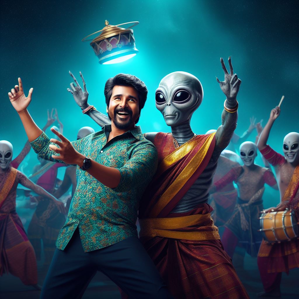 cinemapatti's tweet photo. Our @Siva_Kartikeyan's #Ayalaan AI images created by me. 

@kjr_studios @gobeatroute @Ravikumar_Dir @Phantomfxstudio @24AMSTUDIOS https://t.co/e9gooB95GT