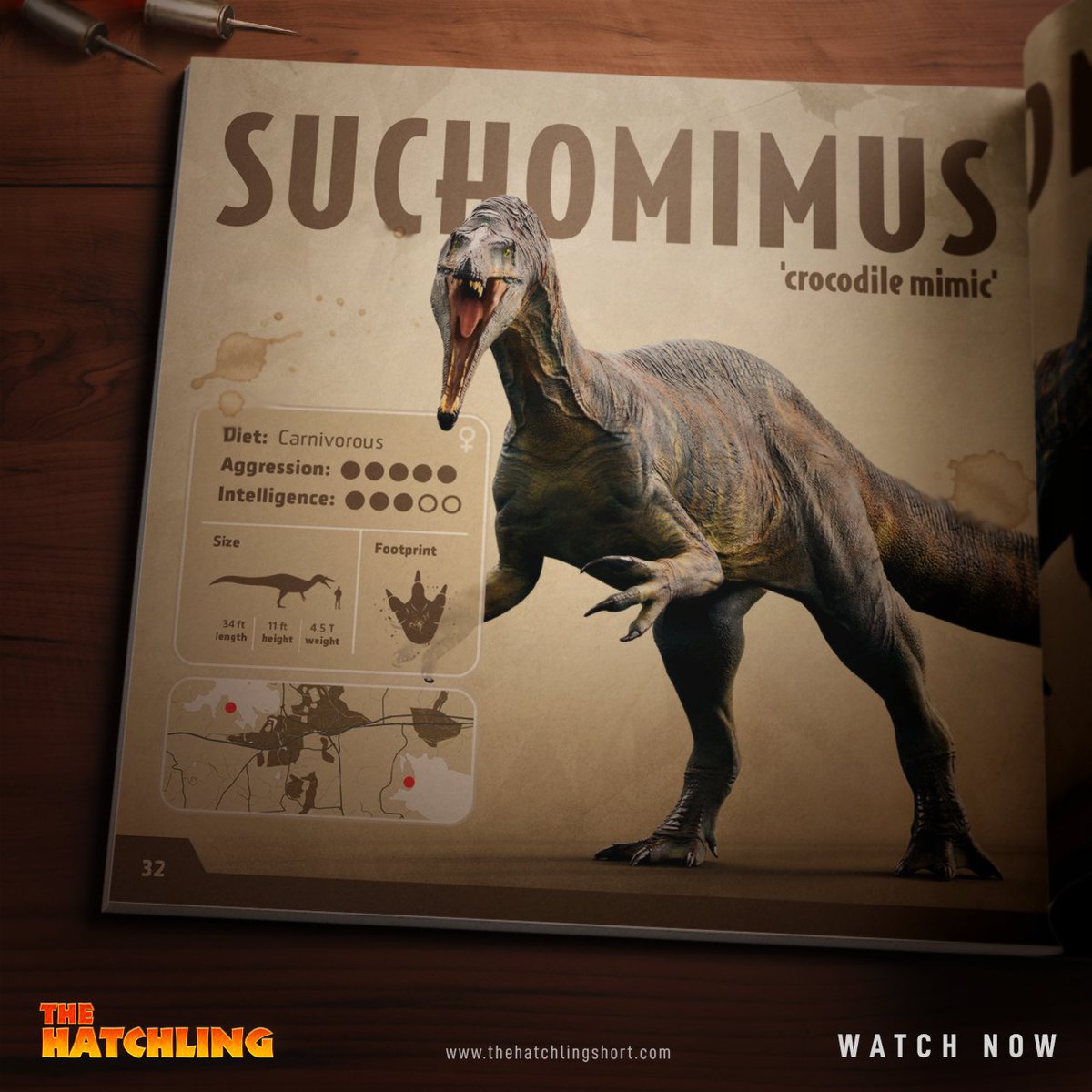 HatchlingShort's tweet image. Don't be fooled, it doesn't just eat fish.
See the Suchomimus in 'The Hatchling', now streaming on YouTube.