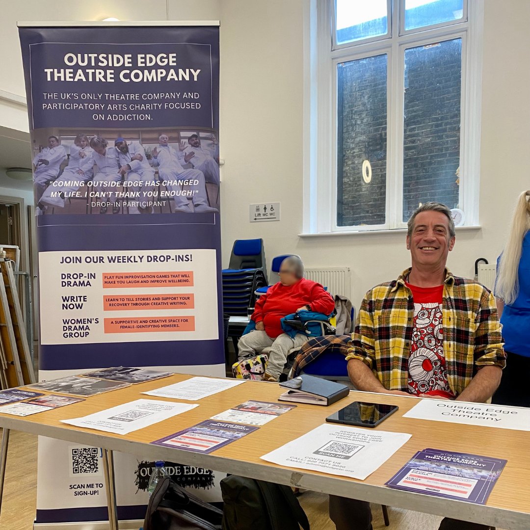OutsideTheatre's tweet image. So many thanks to our fabulous peer volunteer (and regular drama participant!) for taking care of our stall at One You's Autumn Wellness event last week. It was a great day to meet people in Nottinghill and show what we can do with a mini creative writing taster session.

#OneYou