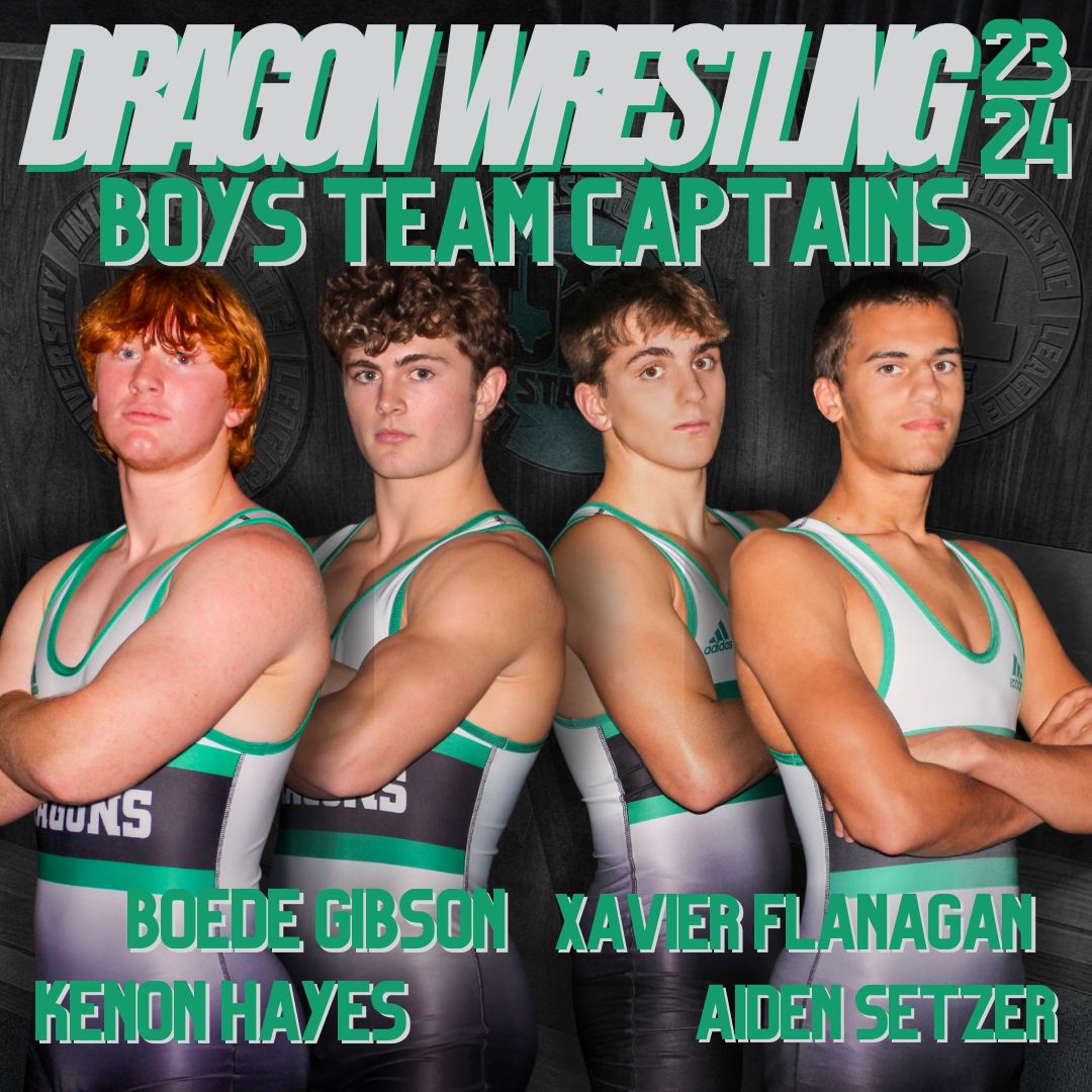 DragonWrestling's tweet photo. Congratulations to our 2023-2024 @DragonWrestling Boys Team Captains! 

Sr. Aiden Setzer
Sr. Kenon Hayes
Sr. Boede Gibson
Sr. Xavier Flanagan 

#PTT #EDC @cabcslc @slcathletics @carrollisd @wrestlingtexas https://t.co/ThiYKvhfTm