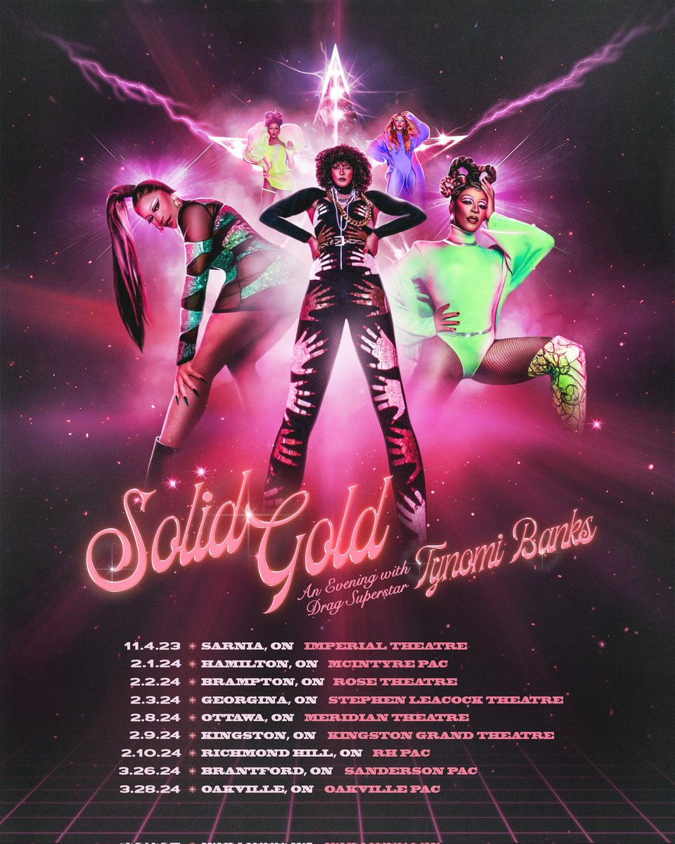 I’m so excited to be hitting the road as part of my SOLID GOLD: An Evening With Drag Superstar Tynomi Banks tour.  Get your tickets now at the link in my bio.  Special guests to be announced soon. poster design: @fosterlands #drag #dragrace #tour