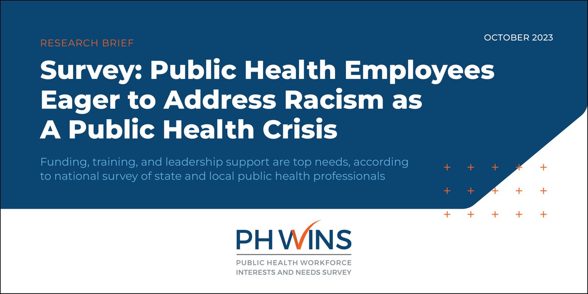 New PH WINS data explores government public health workers’ views on addressing racism, their involvement in such efforts, and the resources and supports they need to take on racial justice work. Read the research brief. debeaumont.org/phwins/2021-fi…