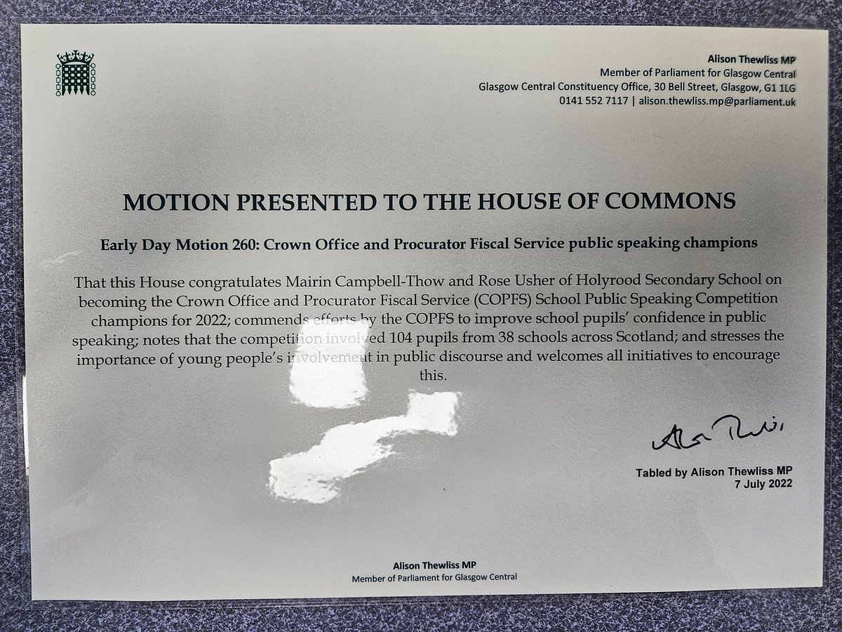 Pleasant surprise receiving this today in recognition of Rose &amp; Mairin's fantastic achievement. <a href="/HolyroodSec/">Holyrood Secondary</a> #aspirebelievecommunicate
