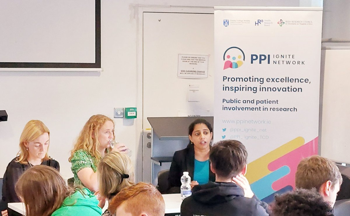 Packed house at the #PPIFestival23 #workshop on meaningful #involvement of #YoungPeople in #HealthResearch  led by @KristinHadfield and @Azza_Warraitch from @PsychologyTCD with first panel @amandafitzy @sujas15 and @Shirley_Cork #PPI #PublicInvolvement