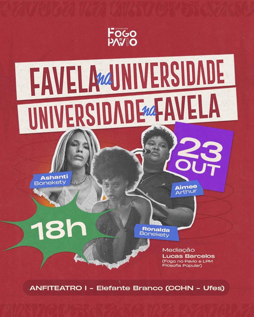 BrigadasES's tweet photo. É HOJE!
Na Ufes: mesa ‘Favela na Universidade, Universidade na Favela!’ com dois importantes projetos de extensão da Universidade: o Ballroom na Ufes e o Ufeslam! https://t.co/W1FcpoLKdO