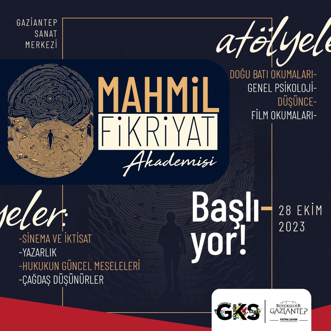 📢Yazı ve düşün dünyasına hitap edecek Mahmil Fikriyat Akademisi başlıyor.

Akademide, birbirinden değerli eğitmenler eşliğinde işlenecek olan derslere katılım herkese açık ve ücretsiz olacaktır. 

Ön kayıt ve programa linkten ulaşabilirsiniz👇

basvuru.gaziantep.bel.tr/FikriyatAkadem… 

#gks