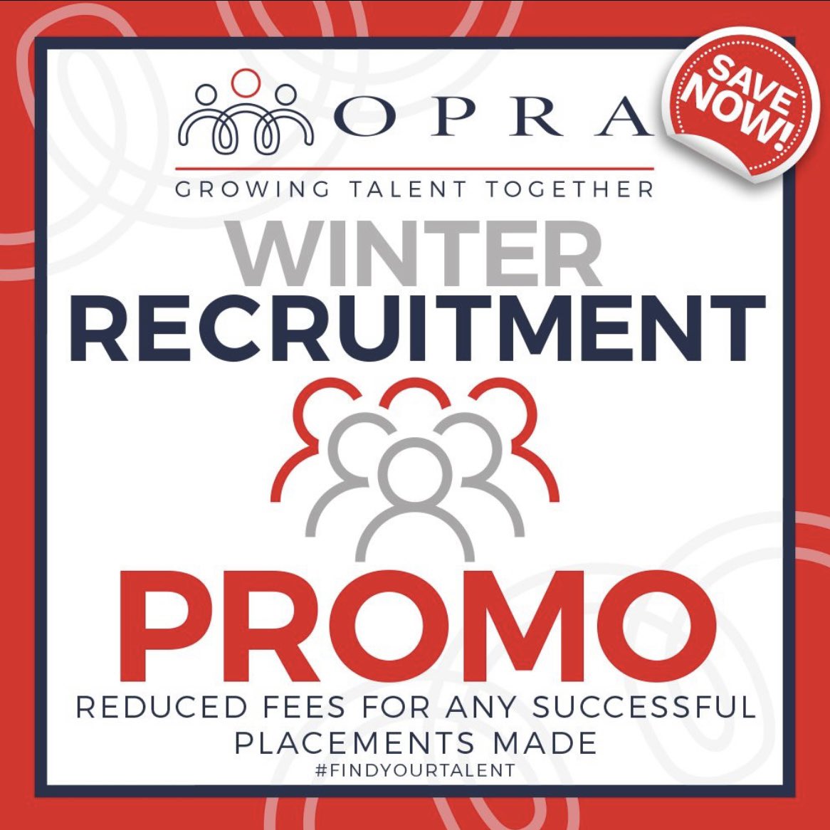 👥 WINTER RECRUITMENT
If you have new open vacancies (start date 2023) we’re offering a reduced fee 8% for successful placements made!

Contact:
Adele
☎️ 0203 617 8130
📧 a.carnera@theopragroup.com
Nicola
☎️ 0204 548 5070
📧 n.seal@theopragroup.com
#SpecialOffer #RecruitmentOffer