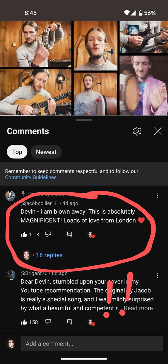 dkmooers's tweet photo. @jacobcollier left a great comment on my "Little Blue" cover video https://t.co/pqxDsQ8flj - many thanks Jacob, and thanks to everyone else who has been so supportive and encouraging! So much gratitude for you all! ❤️ https://t.co/HoYf7g0Hl9