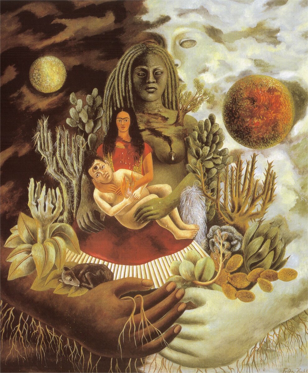 artfridakahlo's tweet photo. The Love Embrace of the Universe, the Earth (Mexico), Myself, Diego and Señor Xólotl, 1949 https://t.co/TvCm7wdqBB https://t.co/f9AlnSPwHo