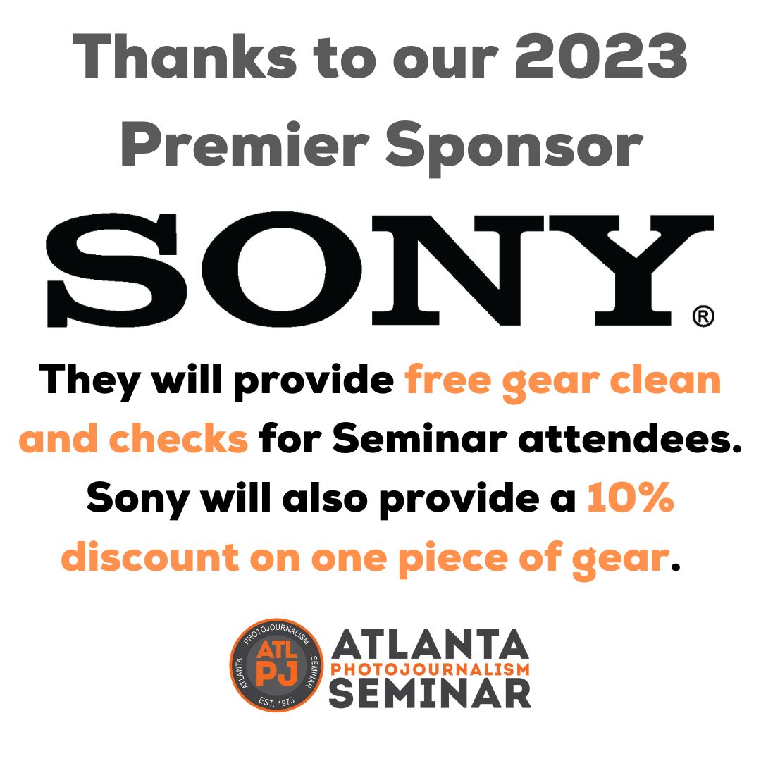 Thank you @sonyalpha, our Premier Sponsor, for your continued support! Representatives from Sony will be offering free gear clean and checks and will have cameras and lenses on display. Sony will also be offering attendees a 10% discount on one piece of gear! See you in Atlanta!