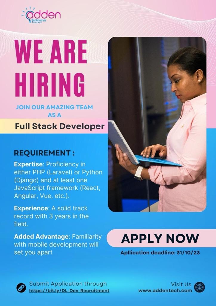 dennislaw_ghana's tweet image. We are recruiting a new full stack developer to join our team. Kindly apply before 31st October, 2023 if you are passionate about solving problems in the legal tech industry. Apply via bit.ly/DL-Dev-Recruit…