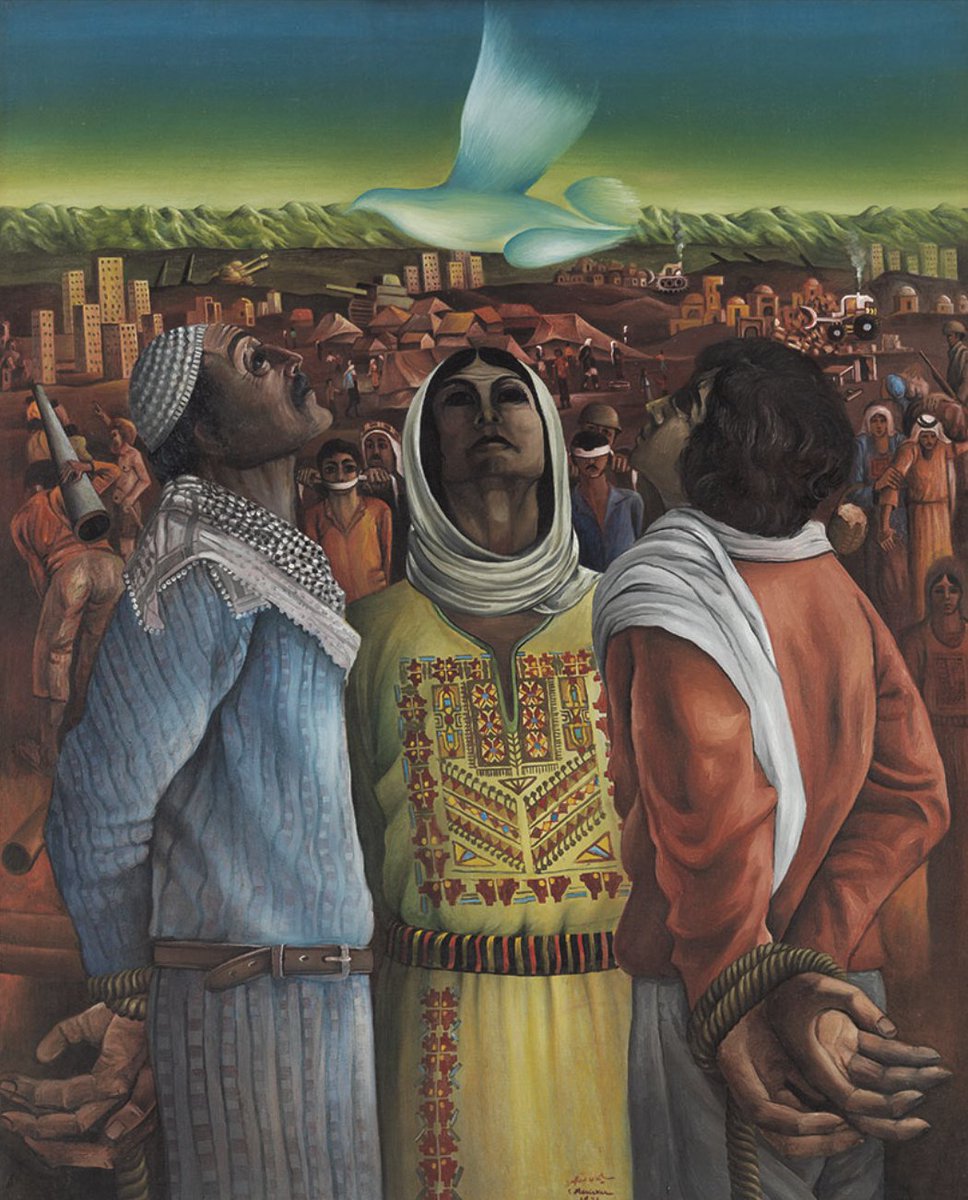 logging on. "perseverance and hope" by palestinan painter sliman mansour, 1976
