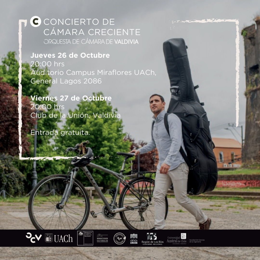 Esta semana, cerramos la serie de cámara con el concierto "Creciente". 

Dos funciones gratuitas: jueves en Campus Miraflores UACh (General Lagos 2086) y viernes en Club de la Unión, Valdivia, junto a la plaza. 

¡Te esperamos!

#OCV #UACh #ValdiviaCl