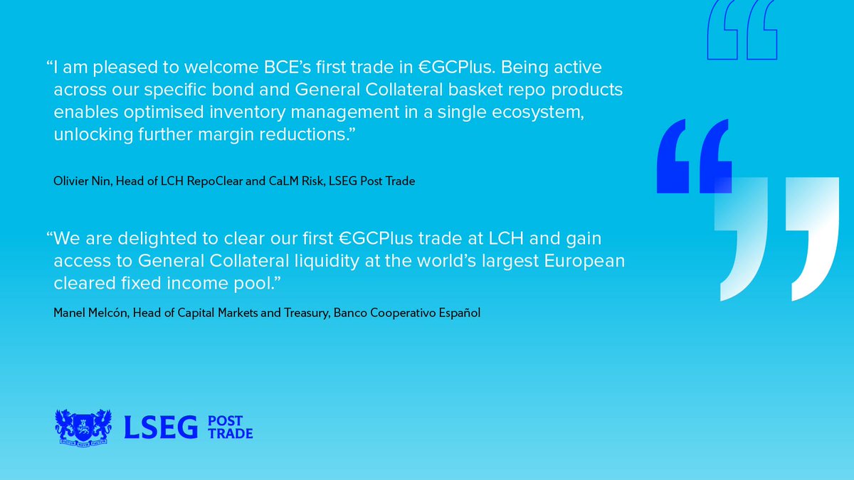 We welcome Banco Cooperativo Español as the latest LCH RepoClear member to extend activity and register a trade in €GCPlus, our General Collateral Triparty basket service. By accessing €GCPlus, BCE will benefit from enhanced liquidity and collateral management capabilities.