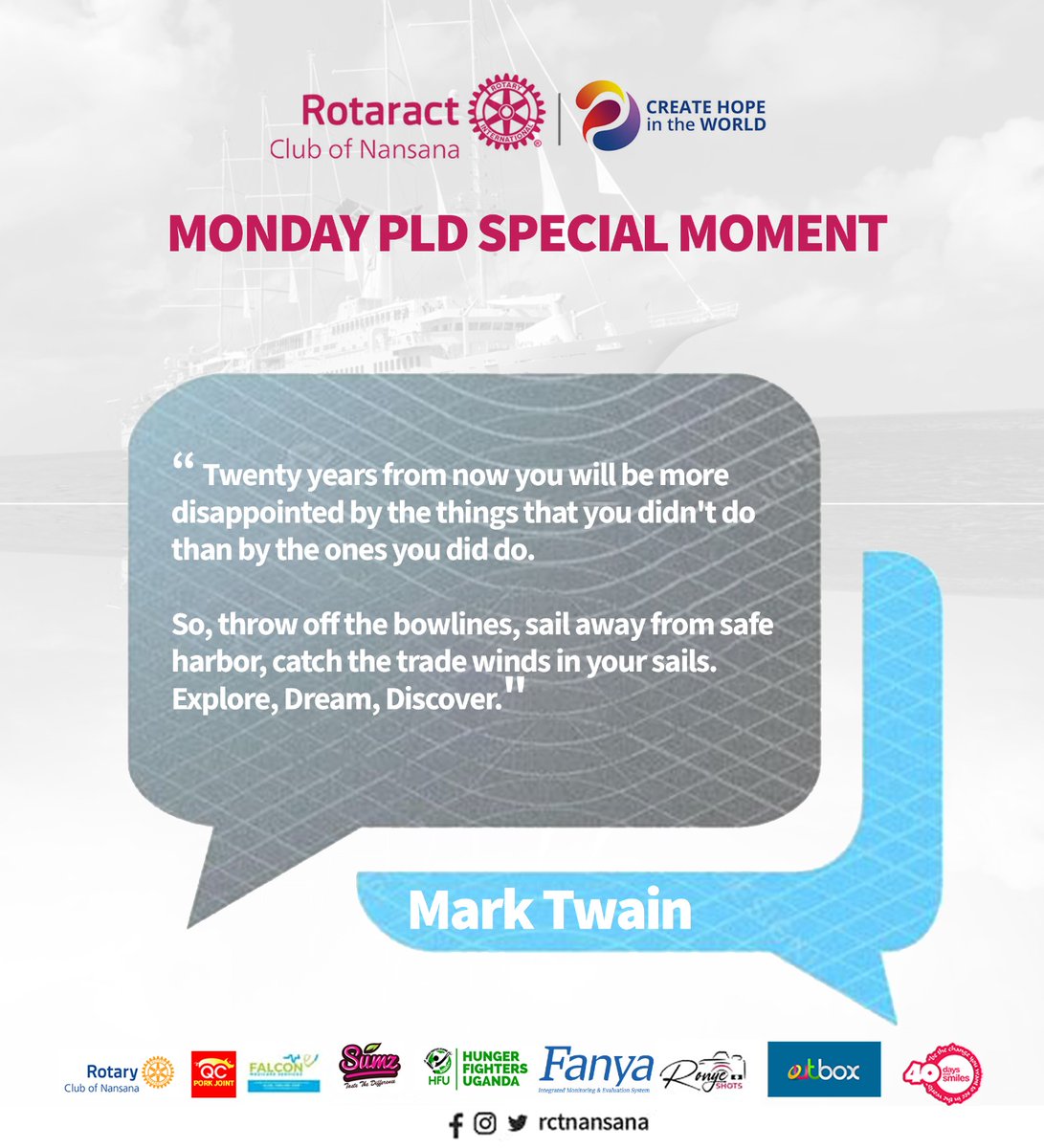 rctnansana's tweet photo. What limits us is never our lack of potential but our lack of commitment to achieve the utmost.

Today, Mark Twain reminds us what is at stake whenever the spirit of procrastination and comfort zone make an appearance in our lives.

Have A Peaceful Afternoon

#TitansPLDMondays https://t.co/7vwVt7oCe5