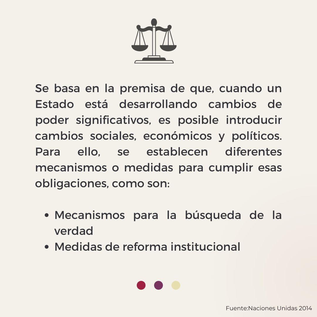 ✍️#Conoce qué es la #JusticiaTransicional📎

Este enfoque busca equilibrar la necesidad de justicia, verdad, reparación y garantías de no repetición.

#México #MEH #DerechosHumanos