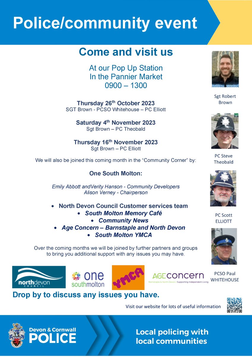 Don't forget, this Thursday we are back in the market!! Come visit us and discuss any problems you may have. We will be joined by a few extras this week so come say hi!! SGT Brown