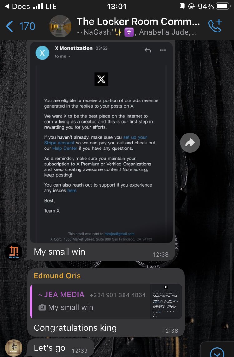TheLockerrRoom's tweet photo. The Locker Room Community celebrate @Bigjea_ victory today
Congrats as you now enjoy shared ads money on X
#TLRC https://t.co/2WyyFZIXWW