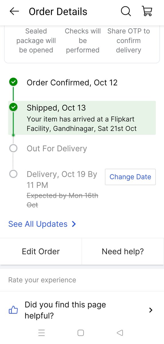 prahladkb's tweet photo. Dear team flipkart,
If you are not able to deliver items on time, as promised then kindly stop these festival sales. My order was scheduled to be delivered on 16th Oct then it was rescheduled to 19th Oct.  Not delivered till date. Worst experience #Flipkart #flipkartsupport https://t.co/mKDqsyttKC